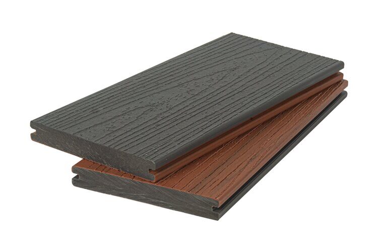 Террасная доска ДПК МАССИВ co-extrusion двухцветная 20х140х2900 мм, суар/тёмно-серый