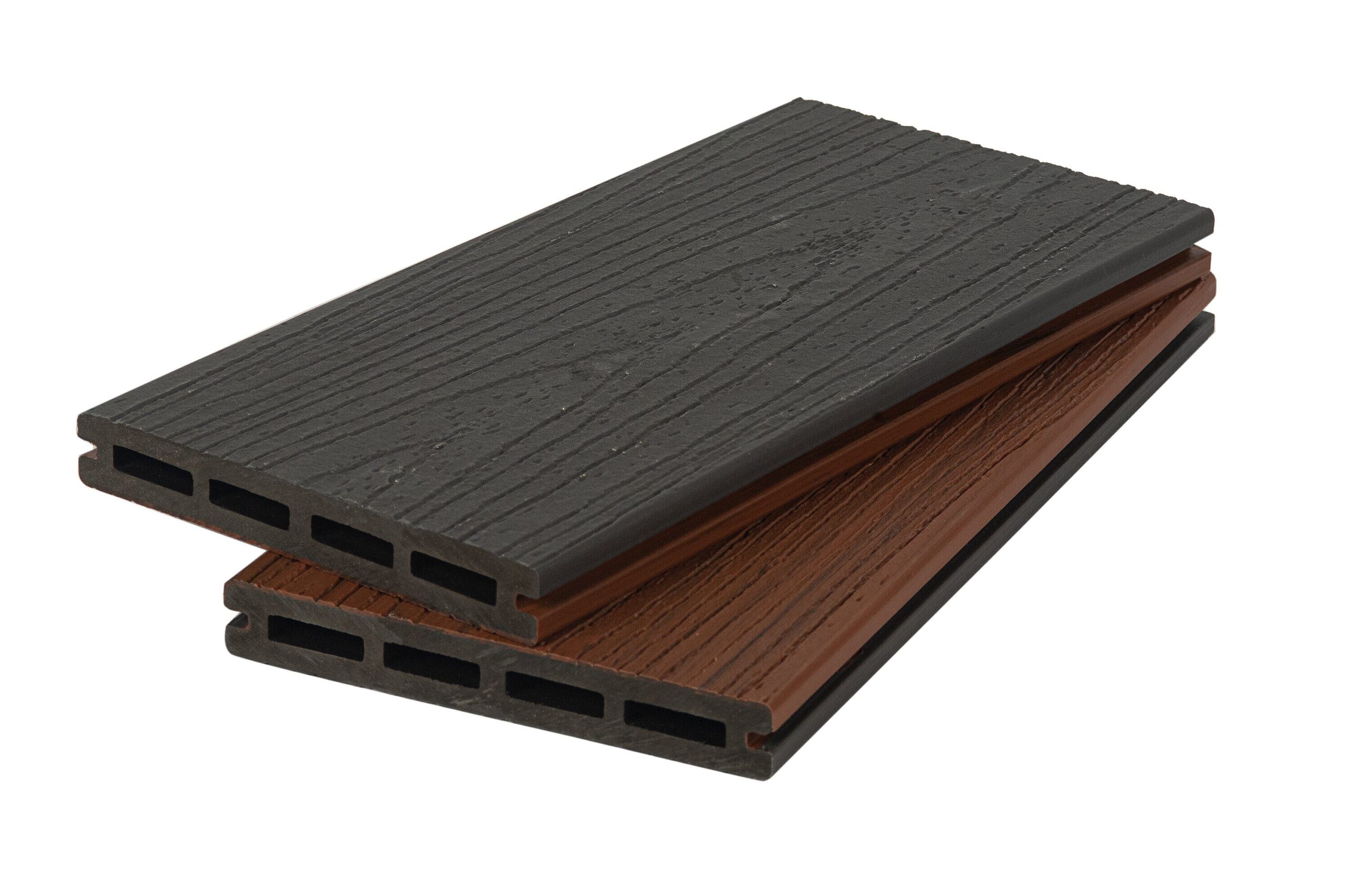 Террасная доска ДПК co-extrusion 3D WOOD PREMIUM (2 стороны/2 цвета) суар/тёмно-серый — изображение 2