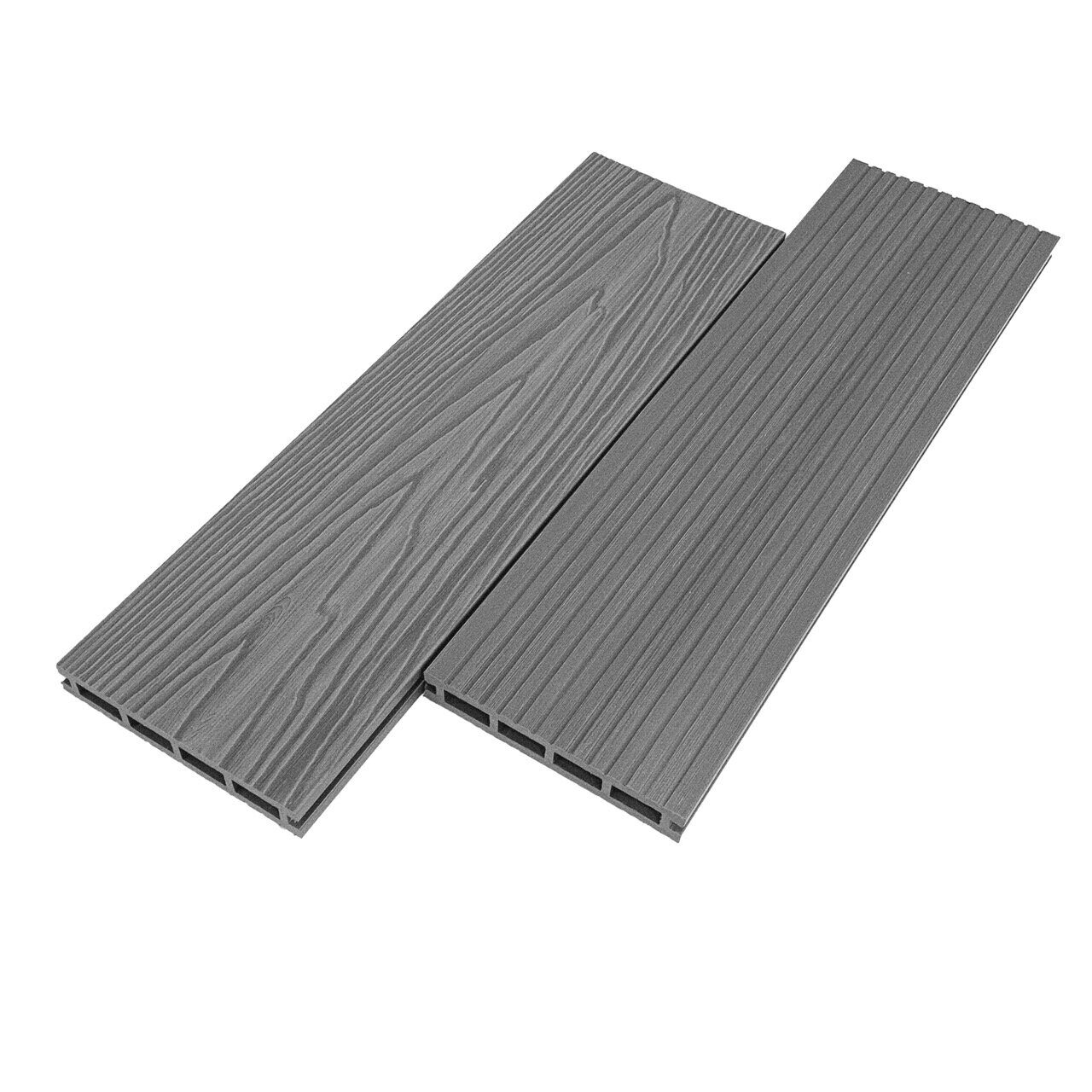 Террасная доска Tehno Grand 3D 4000х146х24 мм, серый