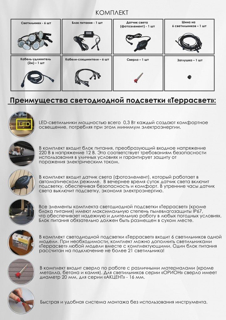 Комплект LED светильников ТерраСвет Акцент — изображение 4